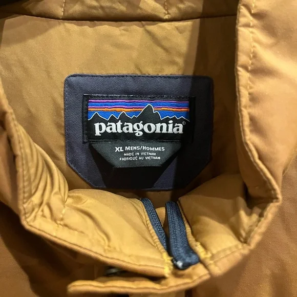 Patagonia Men's Bivy Two-Tone Blue Brown Puffer Jacket - Picture 4 of 9